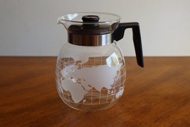 Nestle Nescafe World Map Etched Globe Glass Carafe Coffee Pot 1979 Vintage - £22.78 GBP