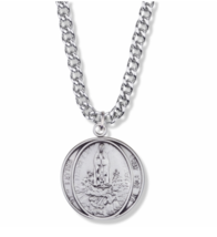 STERLING SILVER OUR LADY FATIMA MEDAL NECKLACE &amp; CHAIN - £95.56 GBP