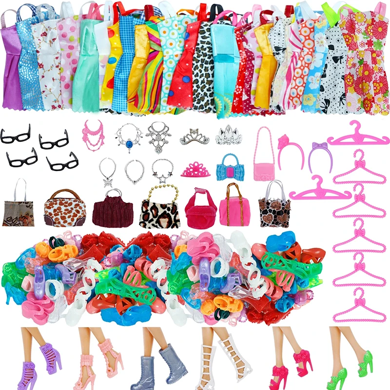 Random 1 Set Doll Accessories for Barbie Doll Shoes Boots Mini Dress Handbags - £8.19 GBP+