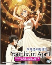 DVD Anime Your Lie In April (Volume. 1-22 End + Live Action) English Dubbed - £59.68 GBP