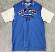 Jewel House Polo Mens XXL Blue White Embroidered Logo 90s Streetwear Sho... - $21.87