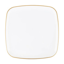 14&quot; Disposable Square White Durable Plastic Serving Plates with Gold Rim 10pack - £43.81 GBP