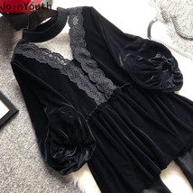 Men shirts neck lantern sleeve loose lace blouses 2022 blusas mujer de moda korean chic thumb200