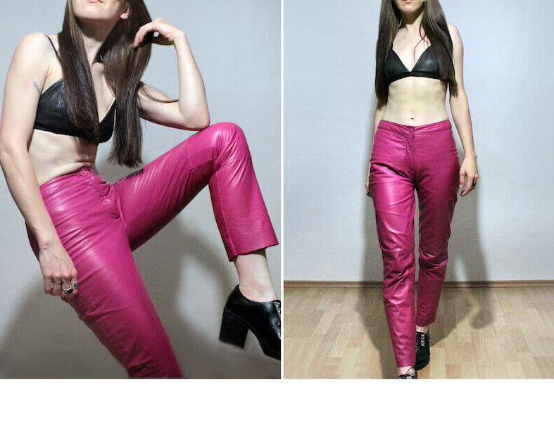 Primary image for 100% Stylish Barbie Pant Slim Fit Lambskin Leather Designer Pink Winter Women