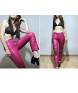 100% Stylish Barbie Pant Slim Fit Lambskin Leather Designer Pink Winter ... - $154.27 CAD+