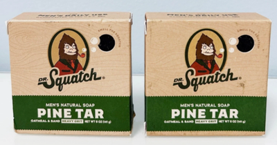 2x Dr. Squatch All Natural Bar Soap for Men with Heavy Grit, Pine Tar - $12.86