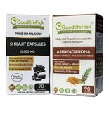 10000 mg Himalayan Shilajit Capsule &amp; Ashwagandha Capsules Pack of 2. 90... - $36.99