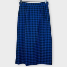 PENDLETON 100% virgin wool blue &amp; black Buffalo plaid check midi skirt size 6 - £42.54 GBP