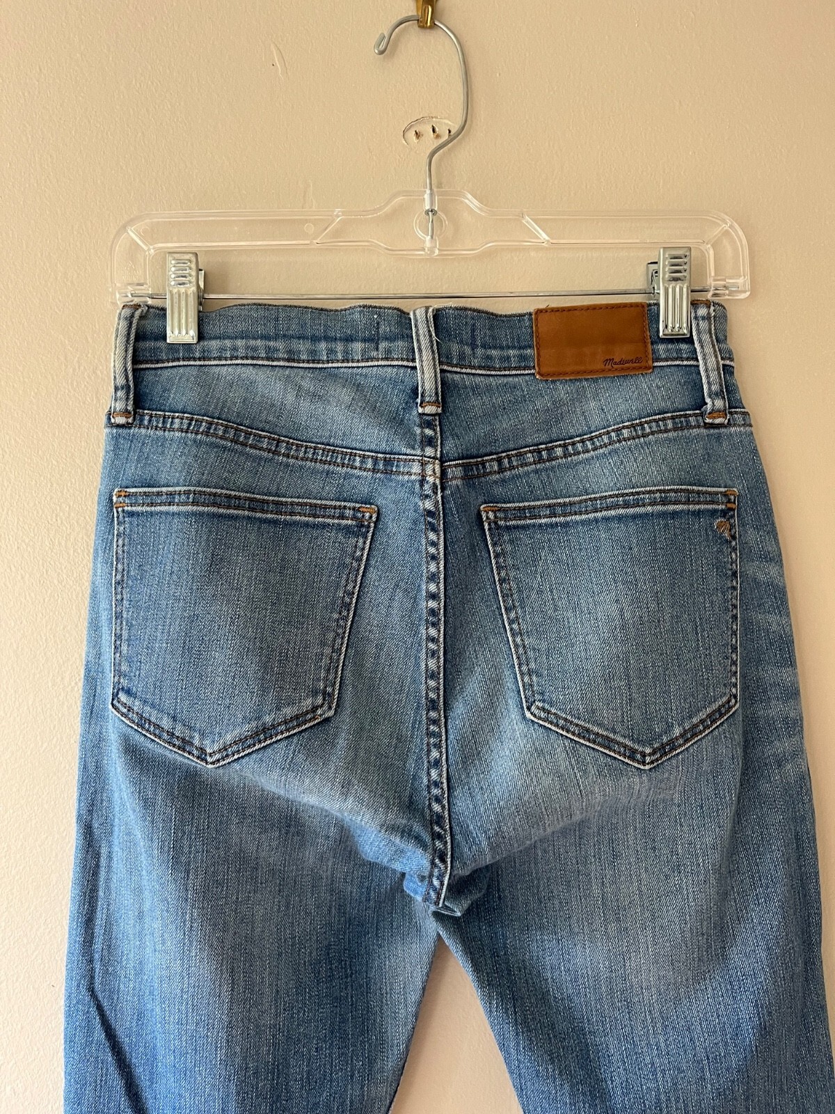 Madewell Sz 26 High Rise Skinny Jeans Distressed Medium Wash Raw Hem Stretch Item image 6