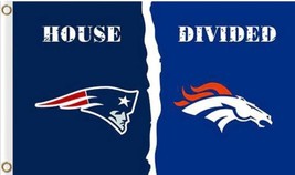 New England Patriots and Denver Broncos Divided Flag 3x5ft - £12.78 GBP
