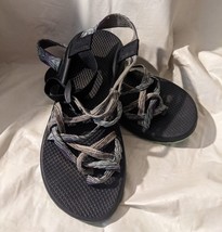 Chaco Women&#39;s Sport Sandals Size 10 Purple Green Triple Pixel Weave Strap Buckle - £31.08 GBP