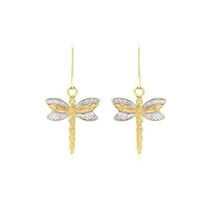 Carissima Gold 9 ct 3 Colour Gold Dragonfly Drop Earrings  - $299.00
