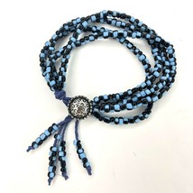 Southwest Blue Black Beaded Braided Multi Strand Bracelet Handmade  - £23.96 GBP