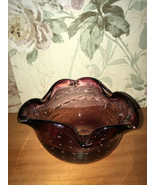 MCM Art Glass Bowl Murano Italy 70s Purple Amethyst Controlled Bubble MO... - €41,84 EUR