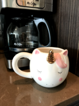 Adorable Pink Unicorn Coffee Mug Tea Cup Ceramic Novelty Funny Cute Gift Used - £7.99 GBP