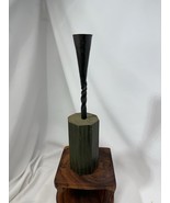 VTG Folk Art Wood And Hand Wrought Iron Candleholder Primitive Style - $42.00