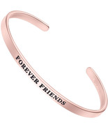 Rose Gold Bangle Cuff Engraved Bracelets for Women (Forever friends) - £9.90 GBP