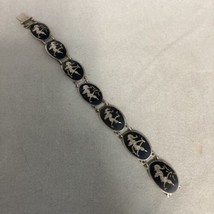 Siam Sterling Silver Enamel Panel Bracelet 6.5&quot; BB Bombay Bazaar 14g - £27.09 GBP