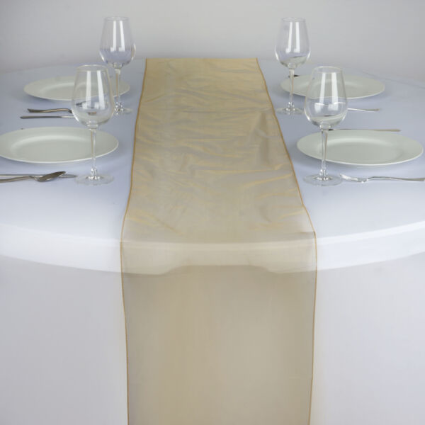 Gold Organza 14X108&quot;&quot; Table Runner Wedding Party Tabletop Decorations Sa... - $6.34