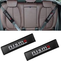Nismo Carbon Fiber Embroidered Logo Car Seat Belt Cover Shoulder Pad 2pc - £11.80 GBP
