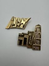 Pair Of Judaica Jerusalem M. Katz Gold Brooches Pendants - £54.58 GBP