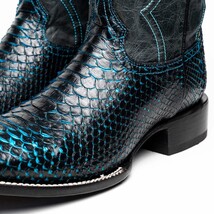 Marco Di Milano Genuine Snake Skin Cowboy Boot Missouri Black / Blue image 3