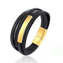 Geometric Stainless Steel Accessories Combination Leather Men&#39;s Bracelet Classic - £11.88 GBP