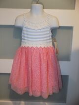 Berkley Jensen Blue Striped/Coral Floral Print Summer Dress Size 2T Girl... - $22.50