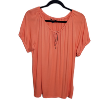 Lauren Ralph Lauren Black Label XL Orange Lace Up Scoop Neck Top Shirt Blouse - £31.46 GBP