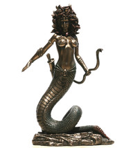 Medusa Gorgon Statue Nude Female Snakes Sculpture Figure Bronze Finish 8.66in - £65.40 GBP
