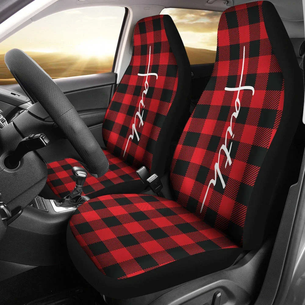 Faith Word Cross In White On Red Buffalo Plaid Car Seat Covers Religio,Pack of 2 - £32.04 GBP