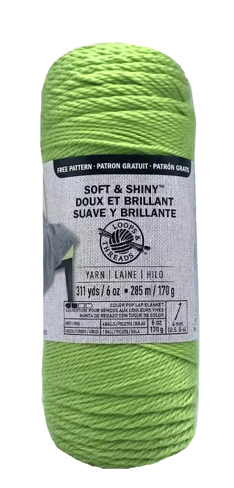 Primary image for Soft & Shiny Solid Yarn by Loops & Threads, Citrus Green, 6 Ounces , 311 Yards