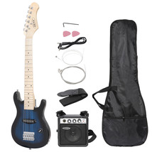 30&quot; Blue Full Size Beginner Electric Guitar Set With Case Strap Capo Str... - £90.99 GBP