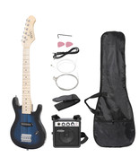 30&quot; Blue Full Size Beginner Electric Guitar Set With Case Strap Capo Str... - $112.99