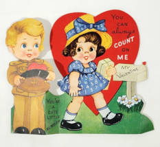 Larger 1940&#39;s Heart In Hat Army Soldier Stand Up Valentine&#39;s Card - £8.96 GBP