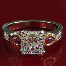 Princess Cut 2.80Ct Simulated Diamond White Gold Finish Engagement Ring Size 7 - $139.50