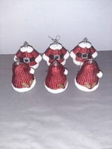 Lot of 6 Vintage Unbreakable Red Plastic Christmas Ornaments Sweaters Santa Hats - £10.19 GBP