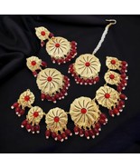 Kundan Wide Gold Plated Mirror Jewelry Party Wear Jewelry Set Necklace L... - £32.58 GBP