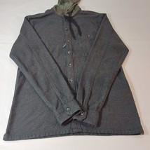 Billabong Baja Flannel Shirt Men's Gray Cotton Hooded Camo Button Up Shirt Sz M image 13