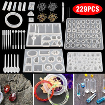 229pcs Resin Casting Silicone Molds Epoxy Spoon Kit Jewelry Making Penda... - $33.99