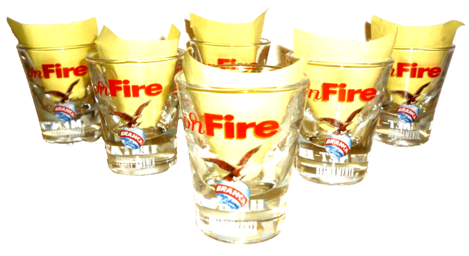 6 Fernet Branca Brancamenta On Fire 2cl/4cl Shot Glasses - $49.50