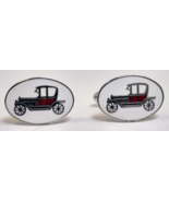Vintage Pair of SHIELDS  Antique Car Cufflinks White/Red and Silver - £11.84 GBP