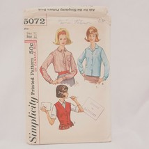 Misses Shirt Convertible Cuff Vest Size 12 Bust 32 Simplicity 5072 Vintage 1960s - £11.60 GBP