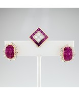 5.75 Karat Rubin &amp; 1.35 Karat Diamant 18k Gelbgold Ohrring Und Anhänger Set - $5,759.82