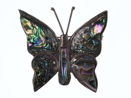 Vintage Mexican Sterling abalone butterfly pin - £27.45 GBP