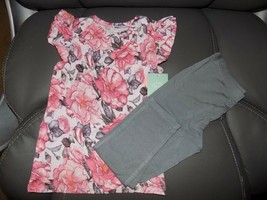Posh P EAN Ut Vivi French Floral Ruffled Sleeve Pants Set Size 3T Girl&#39;s New - £87.52 GBP