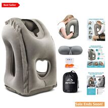 Ergonomic Inflatable Travel Pillow for Airplanes - Grey Heads and Chin S... - $41.53