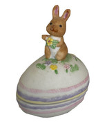Vintage Russ Easter Springtime Ceramic Egg Trinket Box  Bunny - £11.82 GBP
