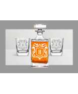 Custom Whiskey Decanter Set, Engraved Whiskey Decanter - Whiskey Glass Gift - $18.95+