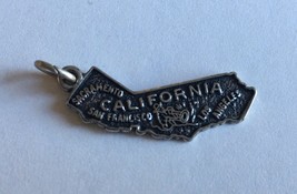 Vintage Sterling Silver California Map Charm OX - £8.33 GBP